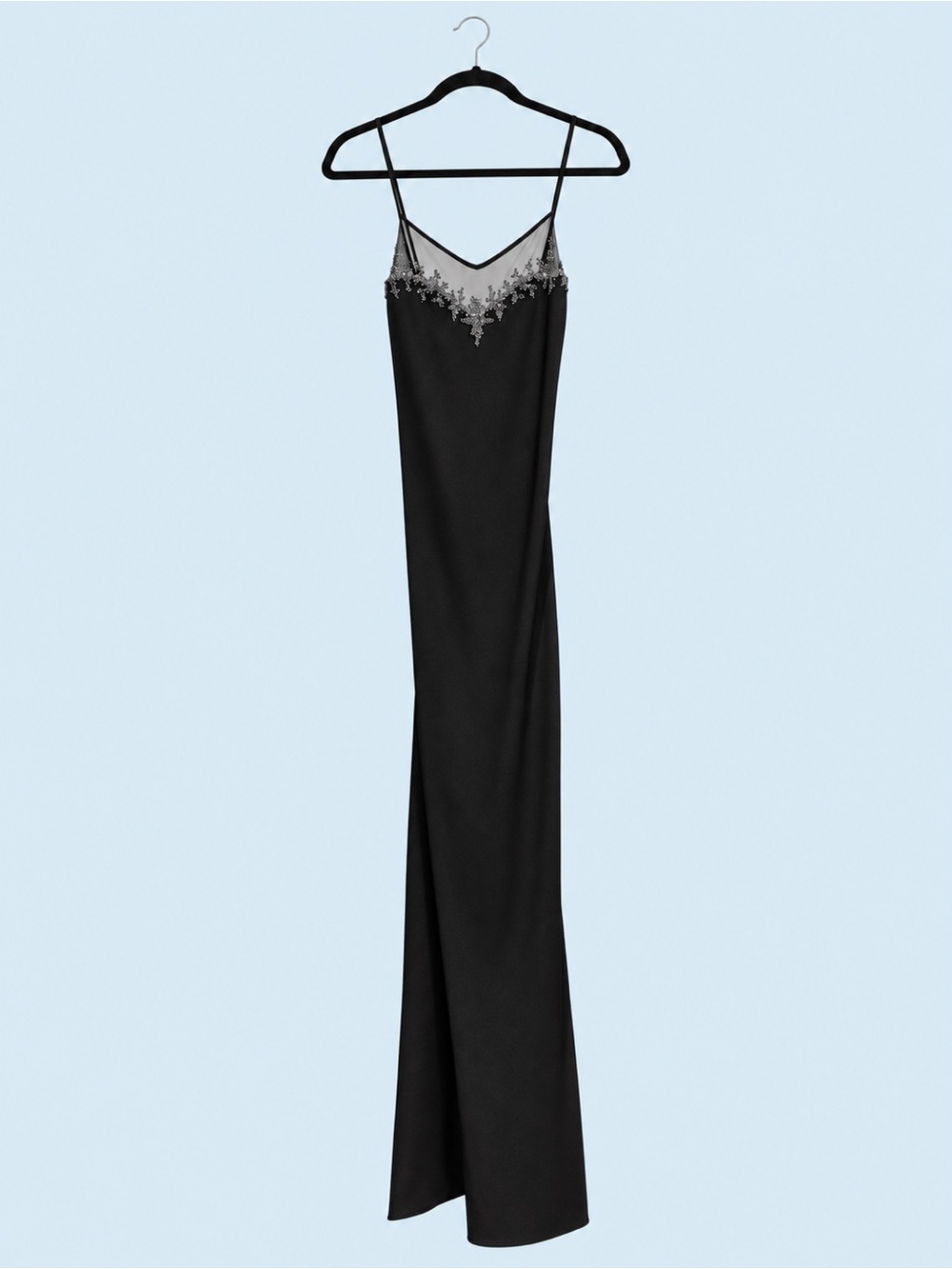 Vintage Reggie Black Beaded Illusion Neckline Evening Gown